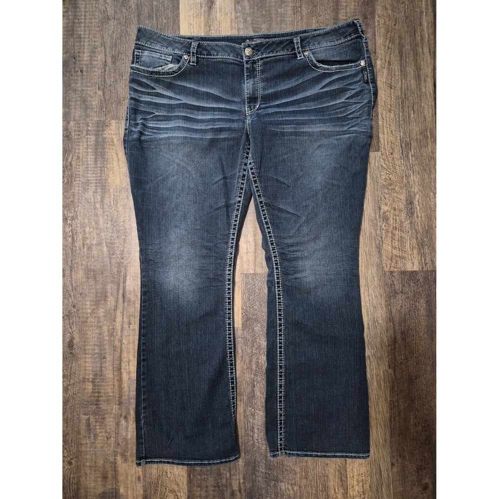 SILVER Womens AIKO BOOTCUT Blue Stretch Denim Jeans (Tag Plus Size 24x33 /46x33)